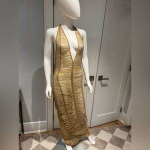 Fashion Nova Gold Halter Swim Coverup